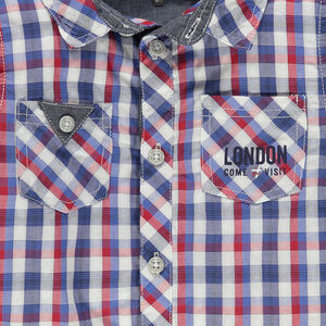 Camisa de manga larga de cuadros con 2 bolsillos 