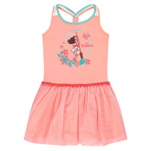 Vestido de tela y tul con estampado de Disney Vaiana 