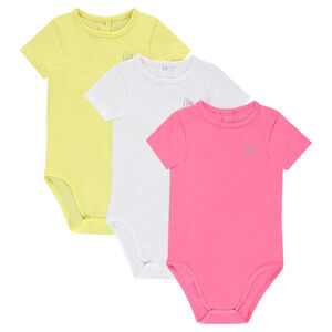 Pack de 3 bodis de manga corta de jersey con logo estampado 