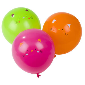 Juego de 10 globos de cumpleaños inflables con dibujo de gato 