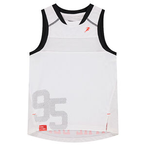Débardeur en polyester avec inscription printée effet mesh au dos 