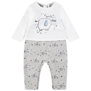 Mono largo de punto con elefantes estampados 