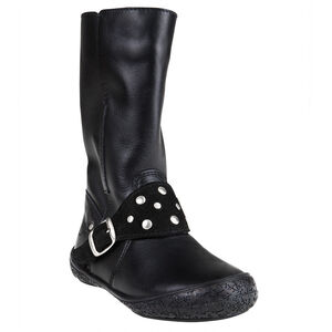 Botas con hebillas de cuero de color negro con remaches 