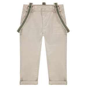 Pantalón de satén liso con tirantes desmontables 