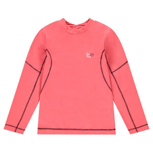 Camiseta de poliéster y elastano con cuello alto y logo estampado 