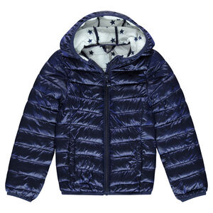 Anorak light*, impermeable y acolchado con capucha y bolsa de almacenamiento estampada 