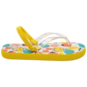 Chanclas con tira brillante y estampado de Smiley 