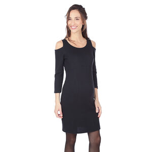 Vestido de premamá liso de punto con hombros calados 