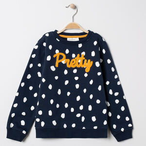 Sudadera de felpa con lunares y inscripción  