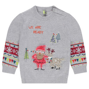 Jersey de punto con motivo de jacquard y bordados 