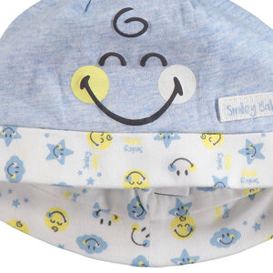 Conjunto de gorro y guantes de algodón ecológico con dibujo de Smiley 