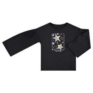 Júnior - Sudadera de felpa con mangas acampanadas y estrellas de lentejuelas 