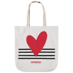 Tote bag de algodón reciclado y estampado de corazón y rayas 