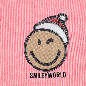 Jersey de punto de oruga con Smiley de lentejuelas con estilo navideño  Main Jersey de punto de oruga con Smiley de lentejuelas con estilo navideño