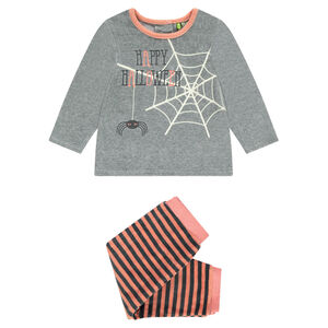 Pijama de terciopelo con tela de araña estampada HALLOWEEN  Main Pijama de terciopelo con tela de araña estampada HALLOWEEN