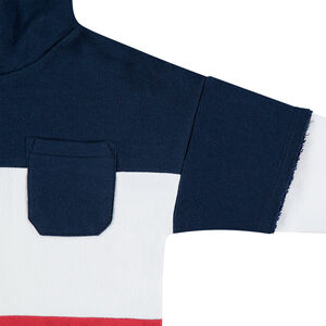 Sudadera de felpa tricolor con bolsillo de parche y cremalleras por delante 