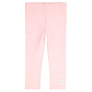 Conjunto de vestido de manga larga a rayas y legging de punto con parche de corazón 