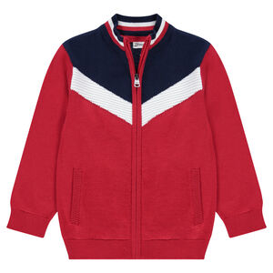 Chaqueta de punto con bandas que contrastan y estilo vintage 