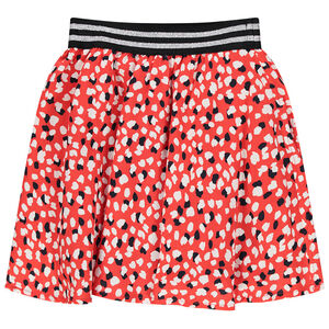 Falda corta fluida estampada all-over con elástico plateado   