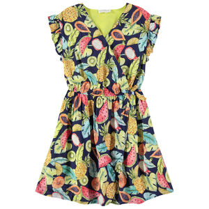 Júnior - Vestido de manga con volantes y frutas estampadas all over  Main Júnior - Vestido de manga con volantes y frutas estampadas all over