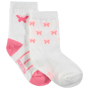 Juego de 2 pares de calcetines variados con mariposas de jácquard 