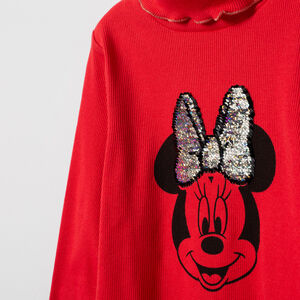 Sous-pull col roulé print Minnie Disney avec noeud en sequins  Main Sous-pull col roulé print Minnie Disney avec noeud en sequins
