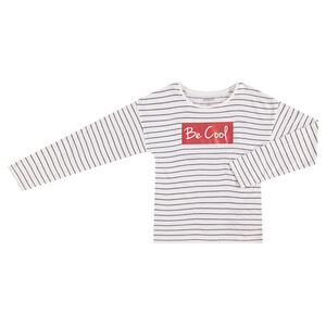 Camiseta de manga larga a rayas en jacquard con estampado brillante  Main Camiseta de manga larga a rayas en jacquard con estampado brillante