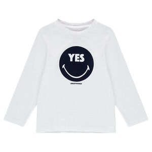 Camiseta de manga larga de punto con ©Smiley de terciopelo 