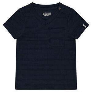 Camiseta de manga corta de punto slub con bolsillo 