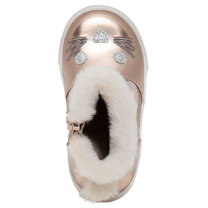 1/2 bottes bi-matière avec motif animal et col en fausse fourrure 