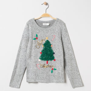 T-shirt chaud manches longues esprit Noël pour enfant fille 