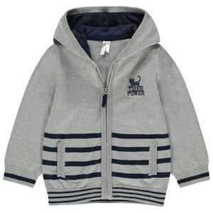 Chaqueta de punto con capucha y rayas que contrastan 