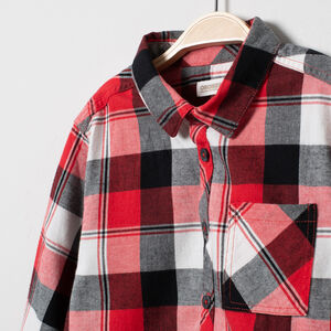 Chemise manches longues à carreaux et poche 