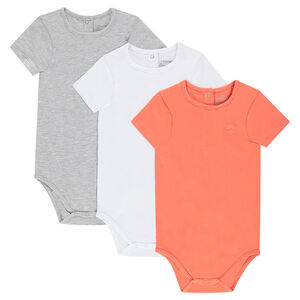Pack de 3 bodies de manga corta de punto con logo estampado 