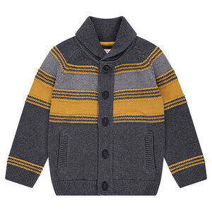 Chaqueta de punto de rayas de jacquard que contrastan 