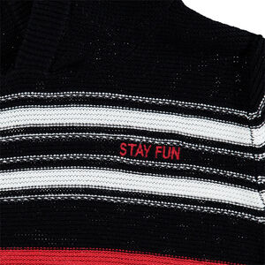 Jersey con capucha de punto con rayas que contrastan 