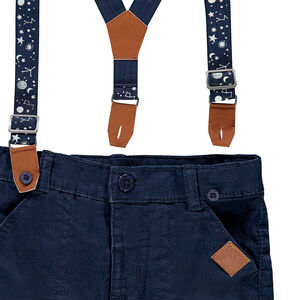 Pantalón recto con forro de punto y tirantes extraíbles 