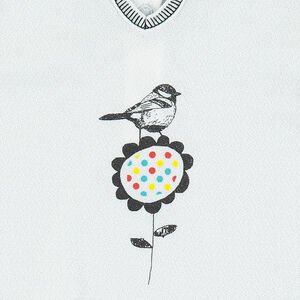 Tunique volantée avec print oiseau et fleur 