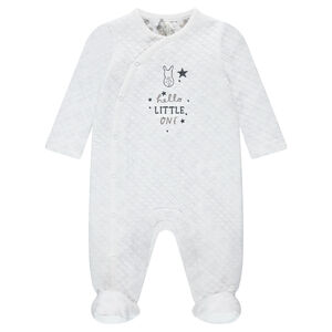 Pijama con forro de punto, inscripciones y conejo bordados 