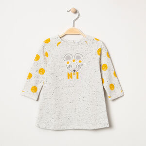 Ropa de niña de manga larga con estampado de ratón y lunares 