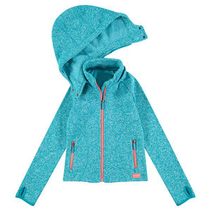 Chaqueta de esquí de tejido polar jaspeado con capucha desmontable 