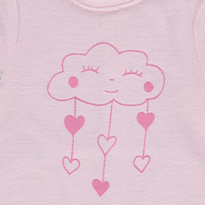 Pijama de terciopelo con nube y corazones estampados 