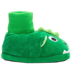Zapatillas peluche dinosaurio con detalles bordados    