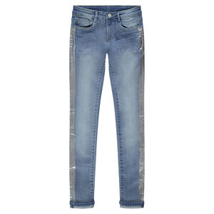 Júnior - Vaqueros slim de efecto desgastado con bandas plateadas  Main Júnior - Vaqueros slim de efecto desgastado con bandas plateadas