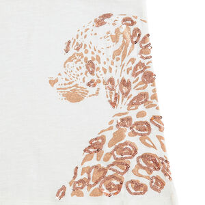 Júnior - Conjunto con camiseta con estampado de leopardo y leggings con bandas cosidas 