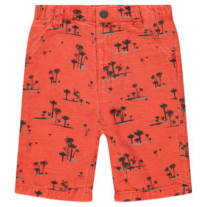 Bermudas de algodón de fantasía con palmeras estampadas 