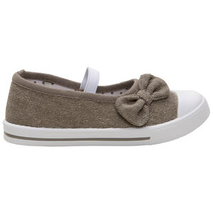 Merceditas de tela brillante con lazo y tira elástica 