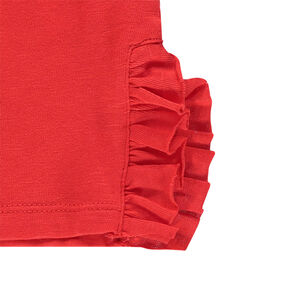 Camiseta de manga larga con volantes y pompones y aplicaciones de rejilla 