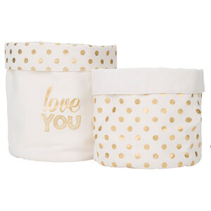 Set de 2 boites de rangement avec message printé et pois 