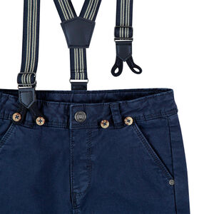 Pantalón de tela teñida con tirantes elásticos desmontables 